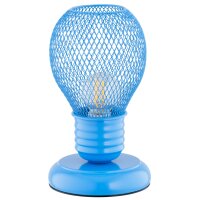 Tischlampe Metall 21 cm hoch Blau E14 Drahtschirm