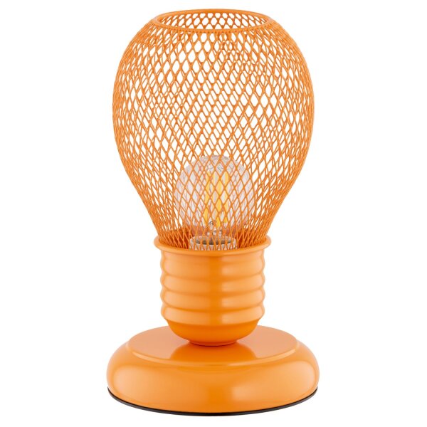 Tischlampe Kinderzimmer Orange Metall 21 cm E14 Käfigschirm