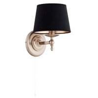 Wandlampe 27 cm hoch Stoff Metall Gold Schwarz E14...