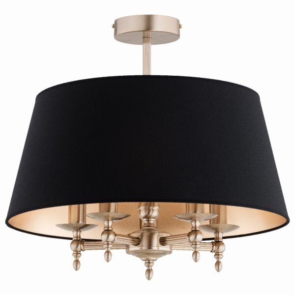 Deckenlampe Stoff Metall rund Ø 50 cm Gold Schwarz 5x E14