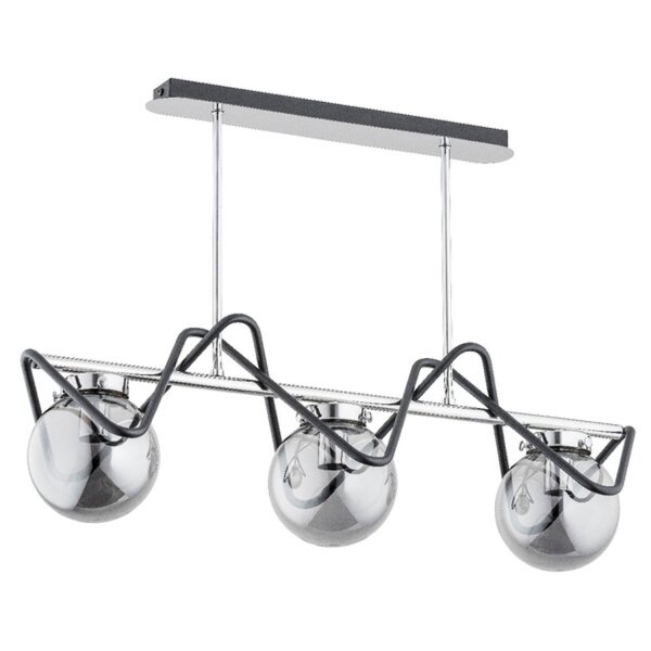 Deckenlampe Metall Rauchglas 75 cm 3-flammig Schwarz Grau