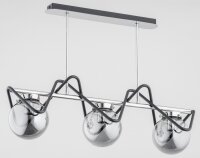 Deckenlampe Metall Rauchglas 75 cm 3-flammig Schwarz Grau