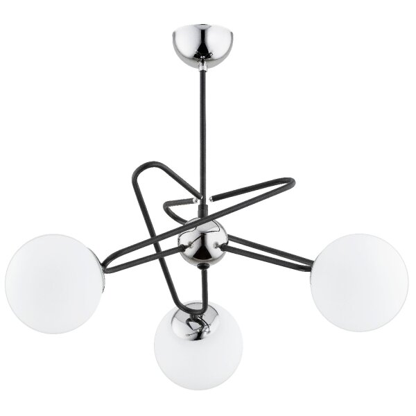 Deckenleuchte Schwarz Weiß Chrom 60 cm 3-flammig Modern