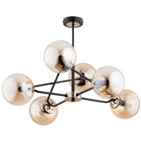 Deckenlampe Rauchglas Metall 62 cm 6x E14 Schwarz Beige