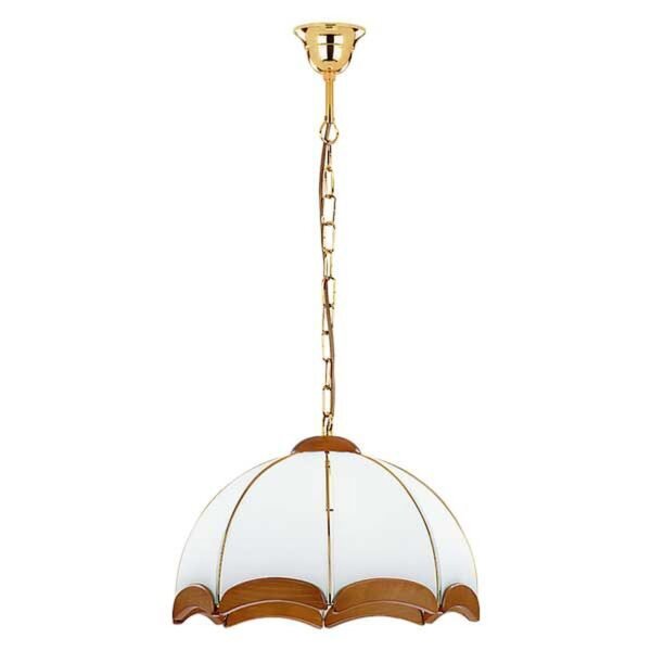 Hängelampe Glas Metall Ø 37 cm Gold Weiß Braun E27 Rustikal