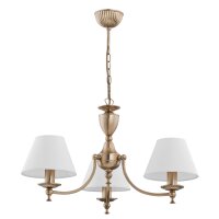Kronleuchter 3-flammig Messing Antik Creme Jugendstil...
