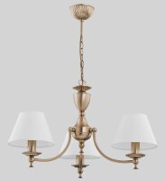 Kronleuchter 3-flammig Messing Antik Creme Jugendstil...