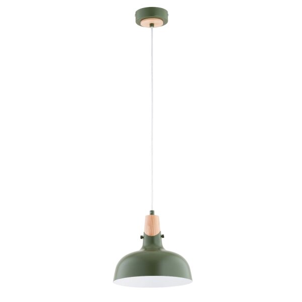 Hängelampe Metall Holz Grün Ø 23 cm Retro Design E27