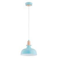 Hängeleuchte rund 23 cm Metall Holz E27 Mint Retro...