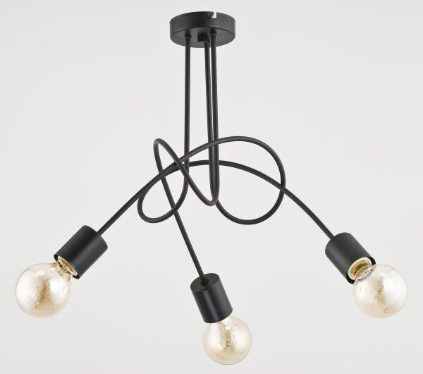 Deckenlampe Metall Schwarz 3-flammig E27 48 cm Retro