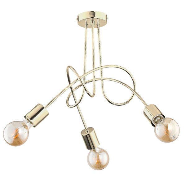 Deckenleuchte Retro Metall 48 cm Gold 3-flammig E27
