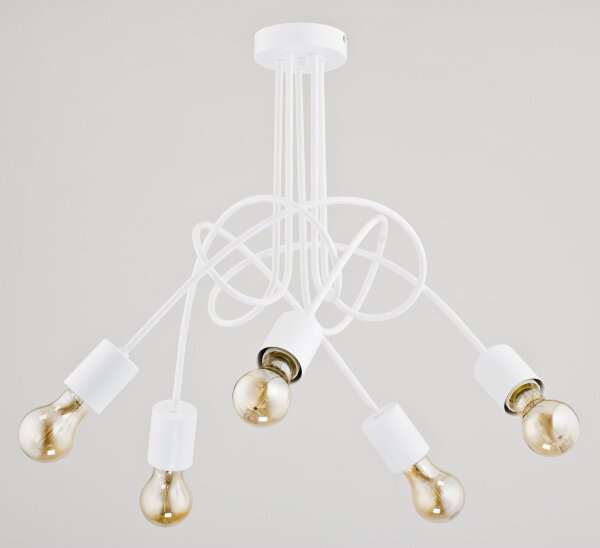 Deckenlampe Metall 50 cm Weiß 5-flammig E27 Retro