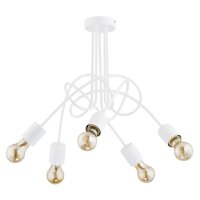 Deckenlampe Metall 50 cm Wei&szlig; 5-flammig E27 Retro