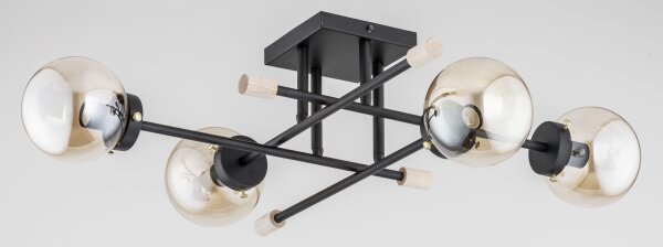 Deckenlampe Kugelschirm 85 cm Metall Rauchglas Retro Design