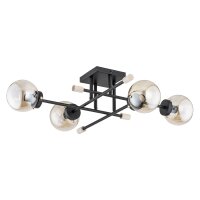 Deckenlampe Kugelschirm 85 cm Metall Rauchglas Retro Design