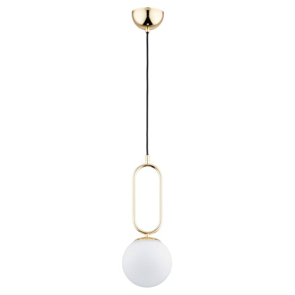 Hängelampe Glas Metall E14 15 cm Gold Weiß Retro
