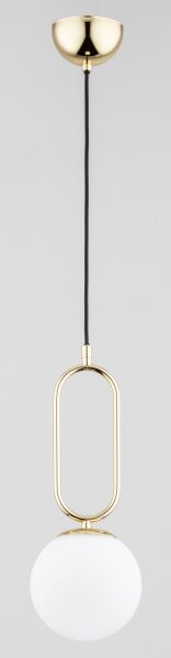 Hängelampe Glas Metall E14 15 cm Gold Weiß Retro
