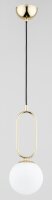 Hängelampe Glas Metall E14 15 cm Gold Weiß Retro
