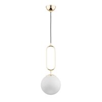 Hängelampe Glas Metall E27 20 cm Gold Weiß...