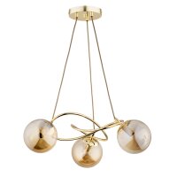 Hängeleuchte Rauchglas Metall 60 cm Gold E14...