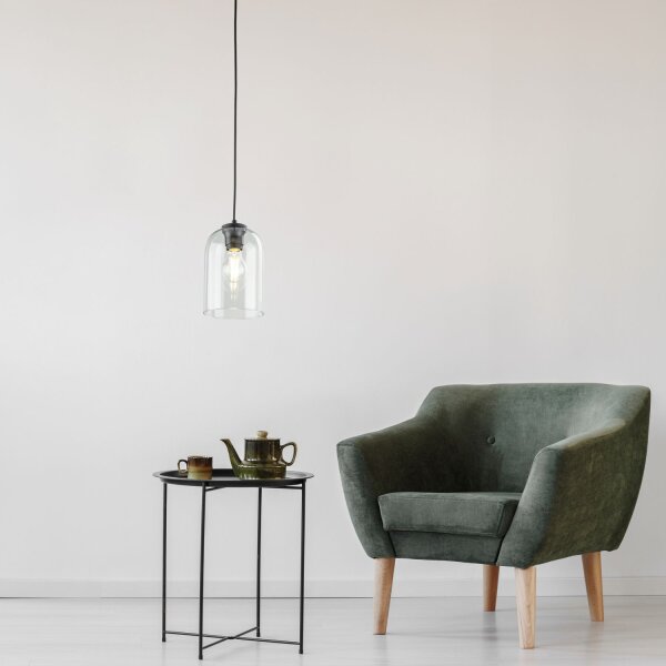 Pendelleuchte Schwarz modern B:14 cm Metall E27 Grün