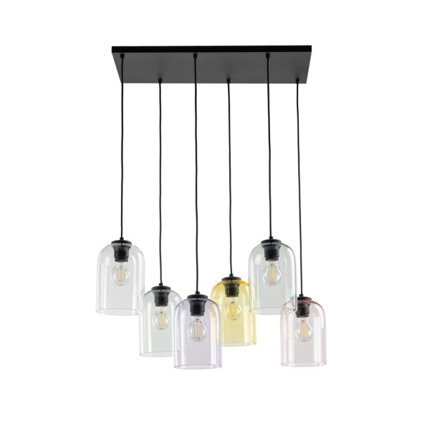 Pendelleuchte Schwarz Metall 58 cm E27 stilvoll Glas