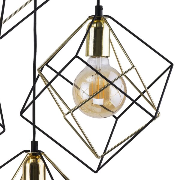 Pendelleuchte Schwarz E27 53 cm modern Stahl Gold