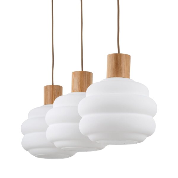 Pendelleuchte Modern Metall Holz Glas Beige 72 cm E27