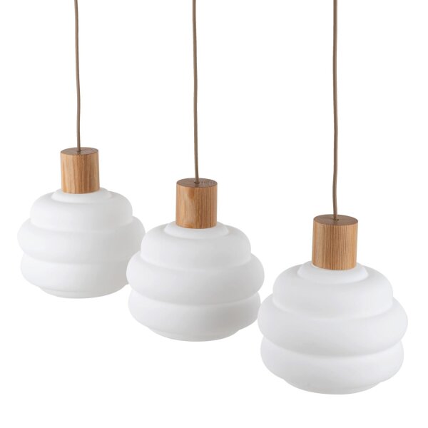 Pendelleuchte Modern Metall Holz Glas Beige 72 cm E27