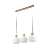Pendelleuchte Modern Metall Holz Glas Beige 72 cm E27
