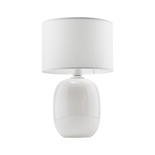 Tischlampe Glas Weiß E27 48 cm elegant Stoff stilvoll