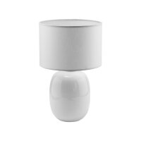 Tischlampe Glas Weiß E27 48 cm elegant Stoff stilvoll