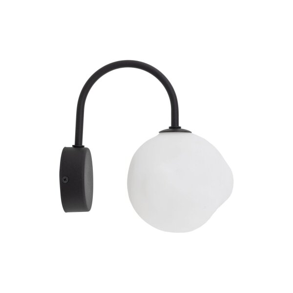 Wandleuchte Schwarz Metall B:15 cm G9 Modern Weiß Glas