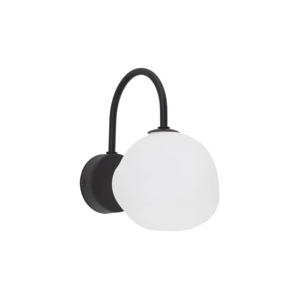 Wandleuchte Schwarz Metall B:15 cm G9 Modern Weiß Glas