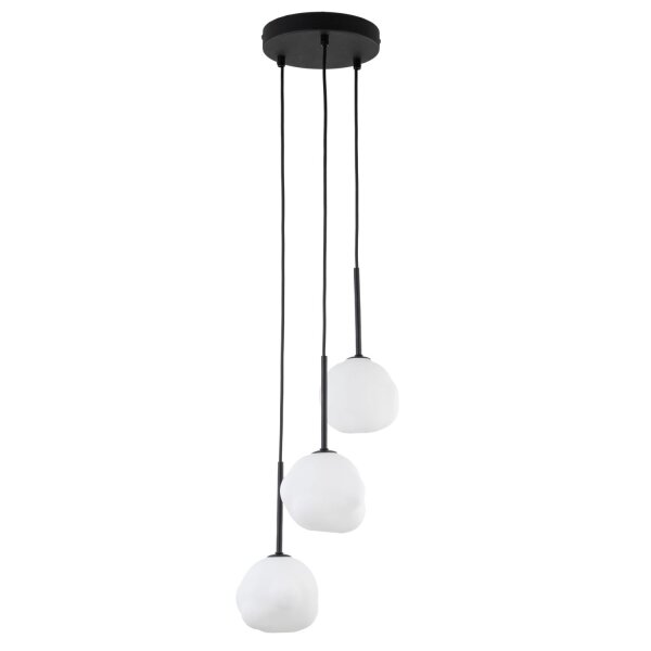 Pendelleuchte Glas Metall B:27 cm Weiß Schwarz G9