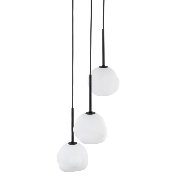 Pendelleuchte Glas Metall B:27 cm Weiß Schwarz G9