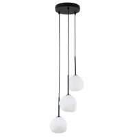 Pendelleuchte Glas Metall B:27 cm Weiß Schwarz G9