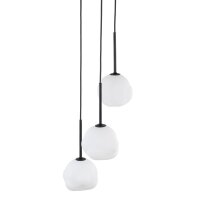 Pendelleuchte Glas Metall B:27 cm Weiß Schwarz G9