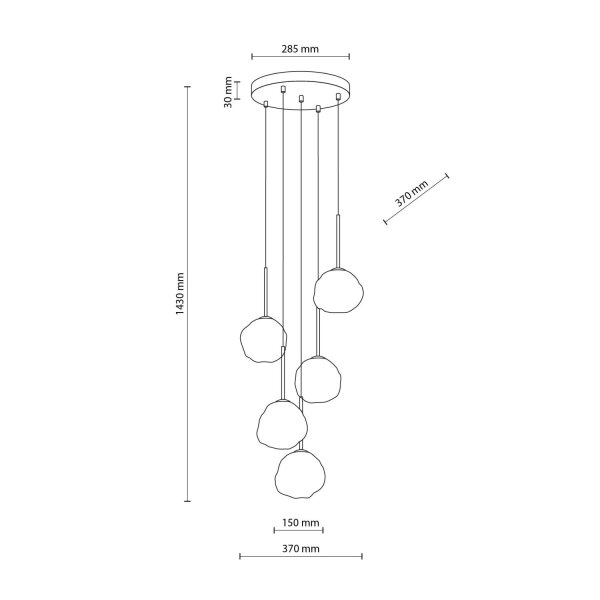 Pendelleuchte Schwarz B:37 cm Glas Metall G9 blendarm