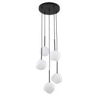 Pendelleuchte Schwarz B:37 cm Glas Metall G9 blendarm