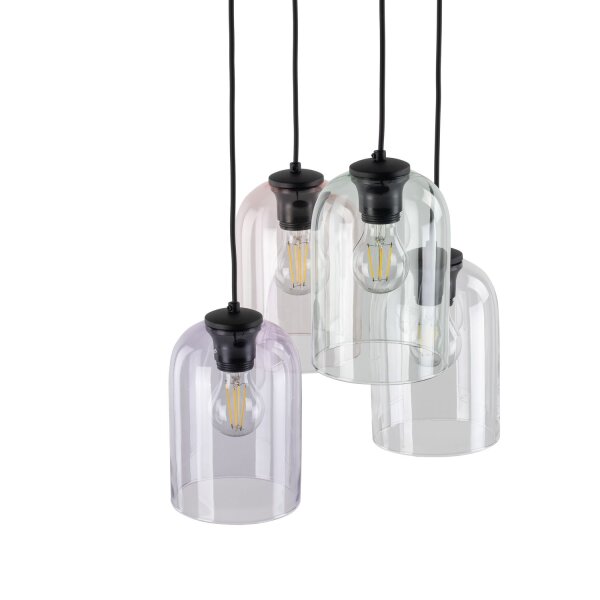 Pendelleuchte Metall Schwarz E27 B:38 cm zeitlos Glas