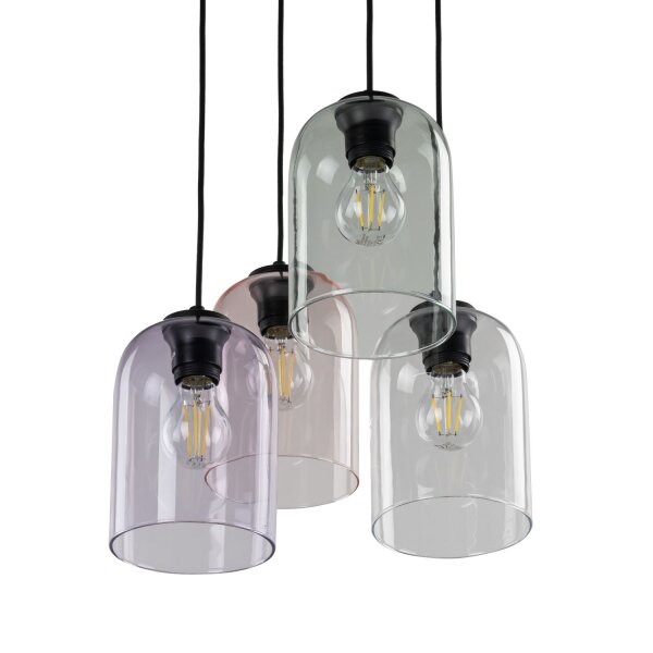Pendelleuchte Metall Schwarz E27 B:38 cm zeitlos Glas