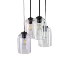 Pendelleuchte Metall Schwarz E27 B:38 cm zeitlos Glas