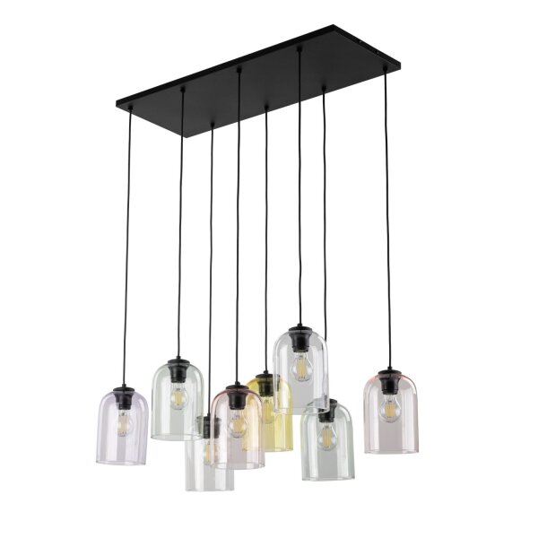 Hängelampe Wohnzimmer Glas Metall Schwarz B:78 cm E27