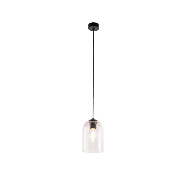 Pendelleuchte Metall Schwarz B:14 cm E27 Glas Rosa