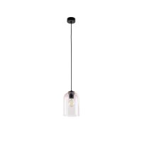 Pendelleuchte Metall Schwarz B:14 cm E27 Glas Rosa