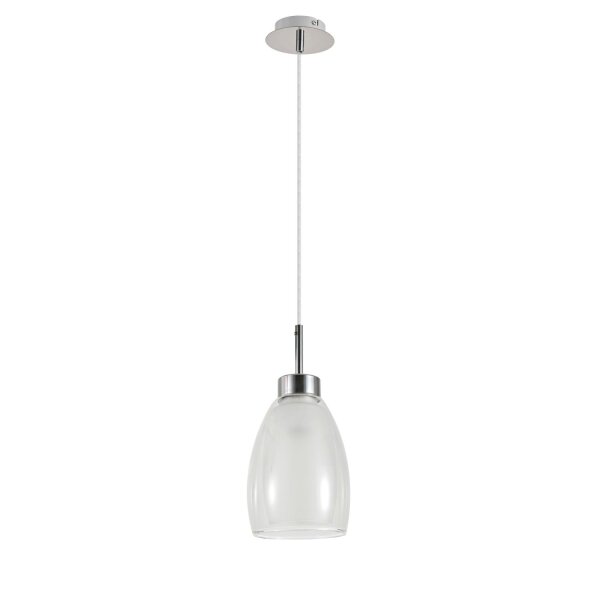 Pendelleuchte Chrom Metall B:12 cm E27 Glas Weiß