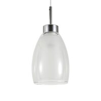 Pendelleuchte Chrom Metall B:12 cm E27 Glas Weiß