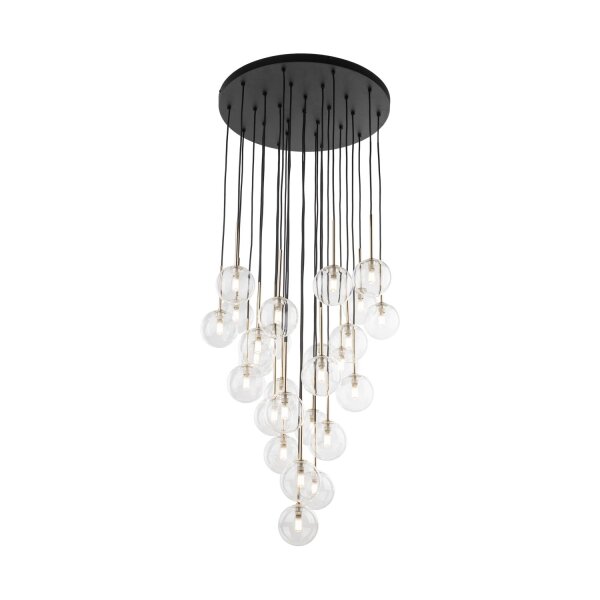 Elegante Pendelleuchte Glas B:62 cm G9 Schwarz Gold