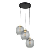 Hängelampe Schwarz zeitlos B:52 cm E27 Glas in Graphit
